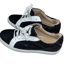 L.k. Bennett white black Glitter Sneakers shoes women 11 41 made in Portugal